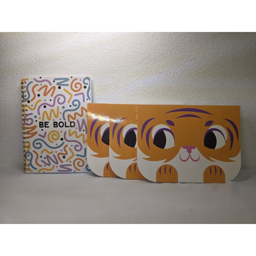 Lot Of 4 Hardcover Mini Kids Cute Tiger Notepad, No Backing Craft Notebook Child